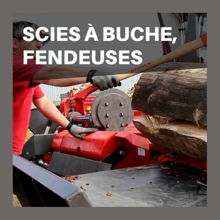 Fendeuse et scie à buche en utilisation sur un rondin